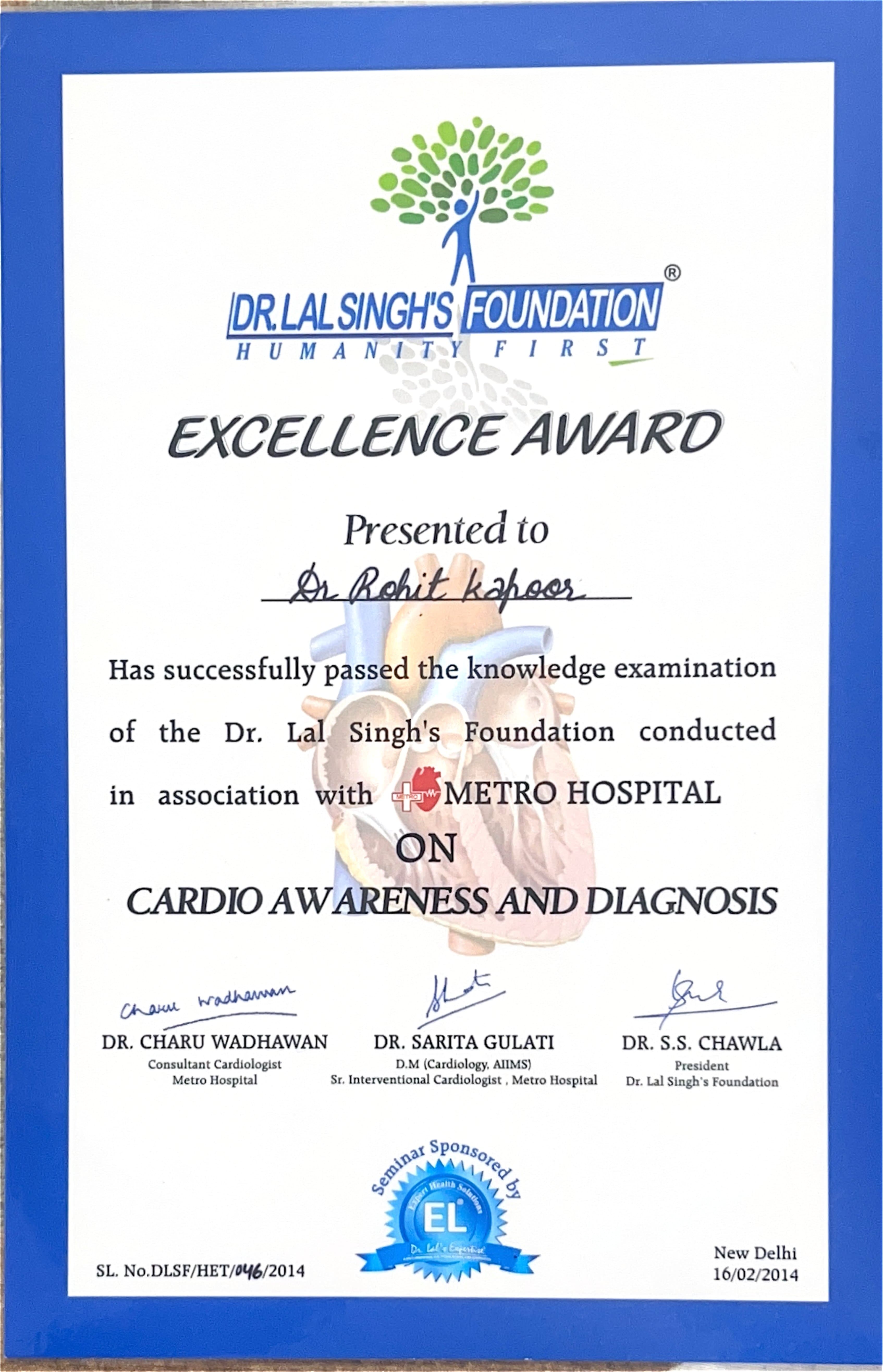 Excellence Award in Cardio Awareness and Diagnosis